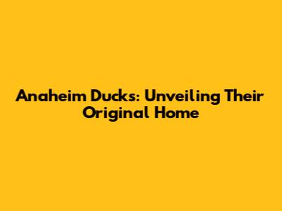 Anaheim Ducks: Unveiling Their Original Home