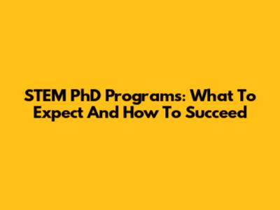 STEM PhD Programs: What To Expect And How To Succeed